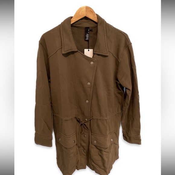 NWT BOBI TERRY UTILITY JACKET in OLIVE Women Size L - Picture 3 of 6
